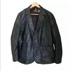 VTG Fidelity Union Made 60s 70s Genuine Black Leather Jacket Men' s Labeled 44